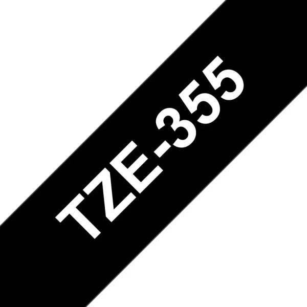 Fita de Etiqueta Laminada Genérica Brother TZe355 - Texto branco sobre fundo preto - Largura 24mm x 8 metros