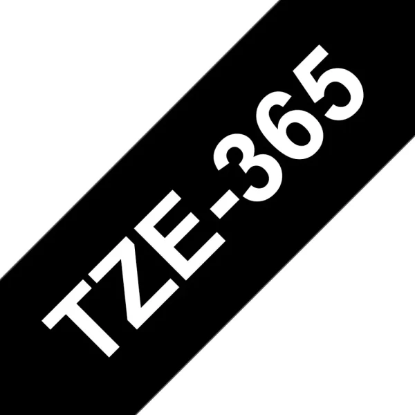 Fita de Etiqueta Laminada Genérica Brother TZe365 - Texto branco sobre fundo preto - Largura 36mm x 8 metros
