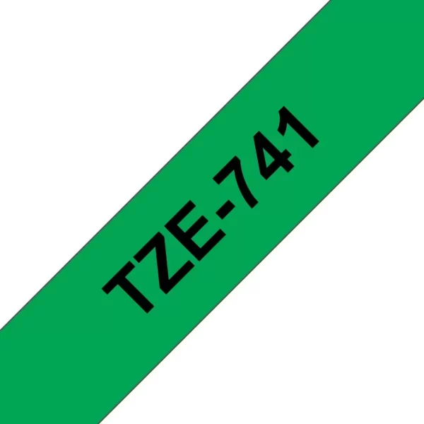 Fita de Etiqueta Laminada Genérica Brother TZe741 - Texto preto sobre fundo verde - Largura 18 mm x 8 metros