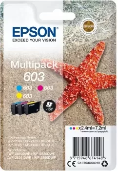 Epson 603 Pack de 3 Cartuchos de Tinta Originales - Cyan, Magenta, Amarelo - C13T03U54010