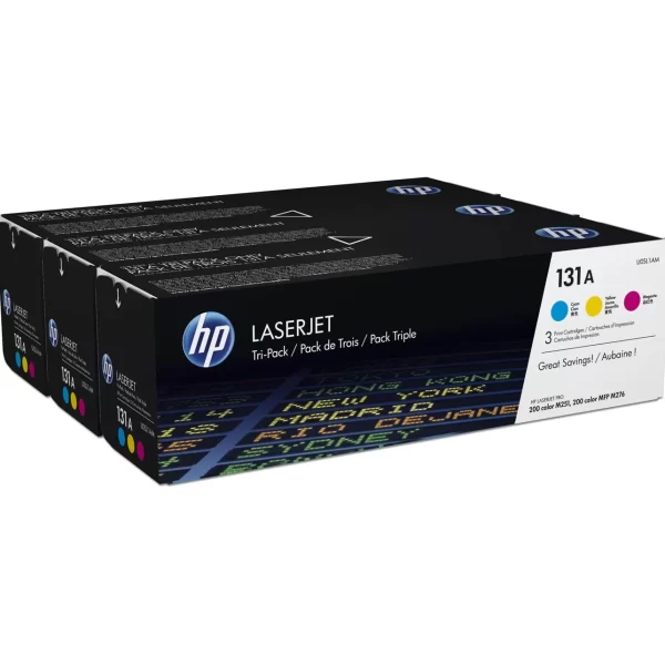 Pacote de 3 cartuchos de toner originais HP CF211A/CF212A/CF213A - 131A
