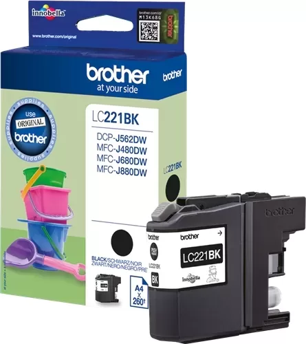 Cartucho de tinta original preto Brother LC221 - LC221BKBP