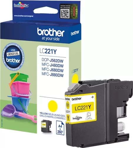 Cartucho de tinta original amarelo Brother LC221 - LC221YBP