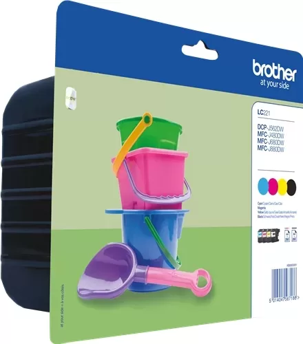 Pacote com 4 cartuchos de tinta originais Brother LC221 - LC221VALBP