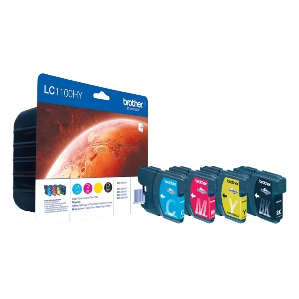 Pacote com 4 cartuchos de tinta originais Brother LC1100XL - LC1100HYVALBP