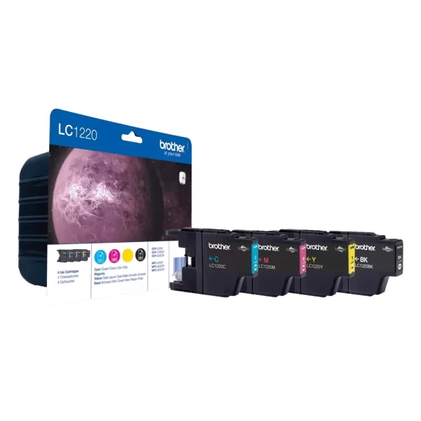 Pacote com 4 cartuchos de tinta originais Brother LC1220 - LC1220VALBP