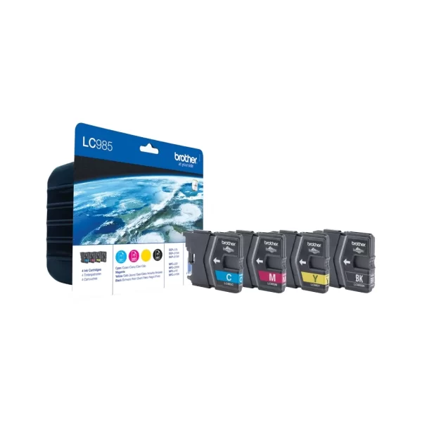 Pacote com 4 cartuchos de tinta originais Brother LC985 - LC985VALBP
