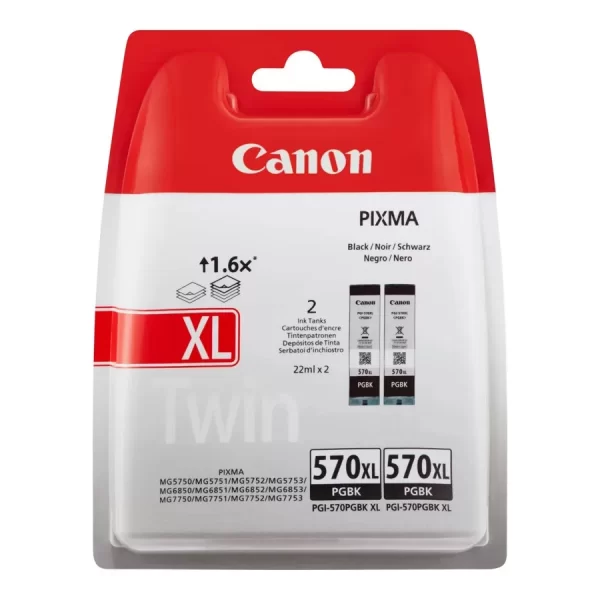 Pacote Preto Canon PGI570XL com 2 Cartuchos de Tinta Originais - 0318C007