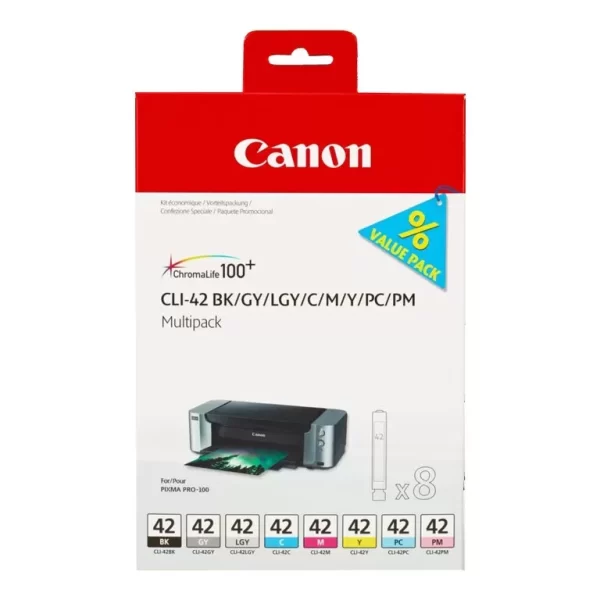 Pacote de 8 Cartuchos de Tinta Originales Canon CLI42 - 6384B010
