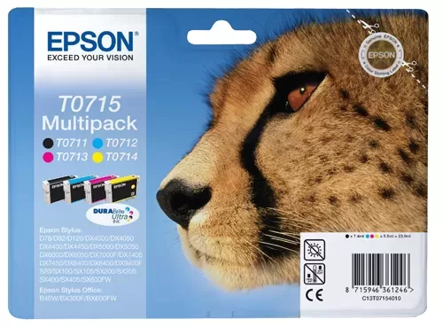 Pacote com 4 cartuchos de tinta originais Epson T0715 - C13T07154012