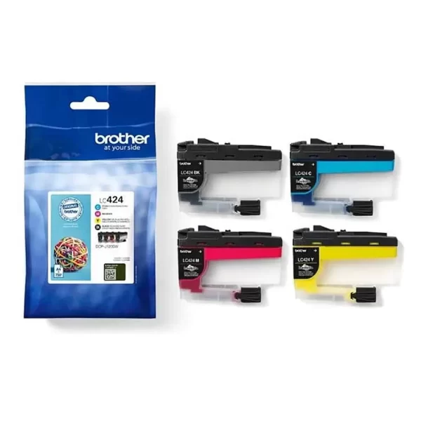 Pacote com 4 cartuchos de tinta originais Brother LC424 - LC424VAL