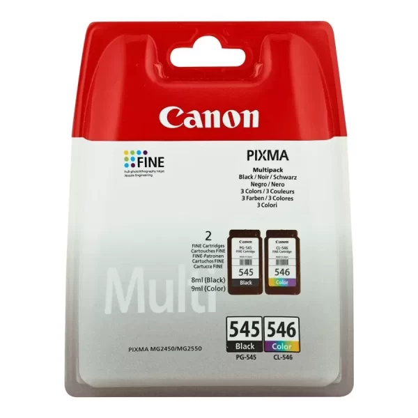 Cartucho Original Canon PG545 Preto + CL546 Colorido - 8287B006 (Blister com alarme)