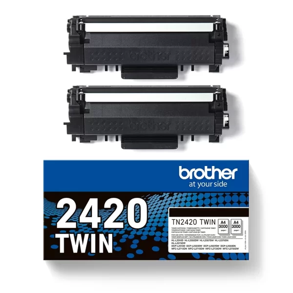 Brother TN2420 Pacote Preto com 2 Cartuchos de Toner Originais - TN2420TWIN