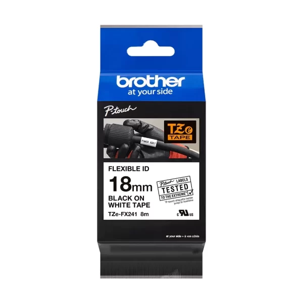 Brother TZeFX241 Original Fita Laminada Flexível para Etiquetas - Texto em preto sobre fundo branco - 18mm de largura x 8 metros