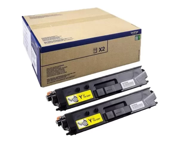 Brother TN329 Amarelo Pacote com 2 cartuchos de toner originais - TN329YTWIN