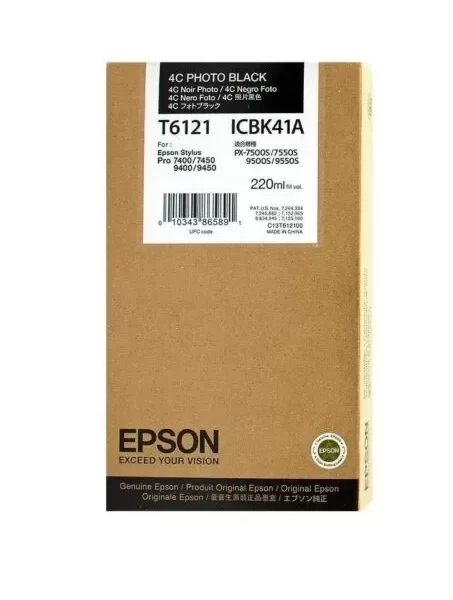 Epson T6121 Preto Photo Cartucho de Tinta Original - C13T612100