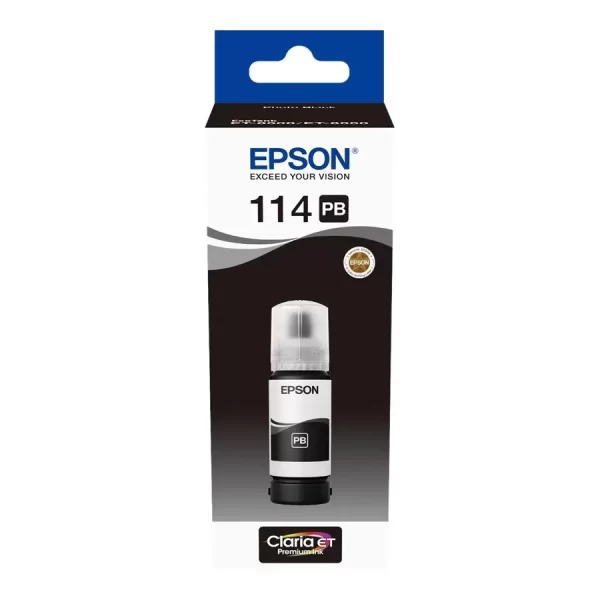 Frasco de tinta pigmentada original preto fotográfico Epson 114 - C13T07B140