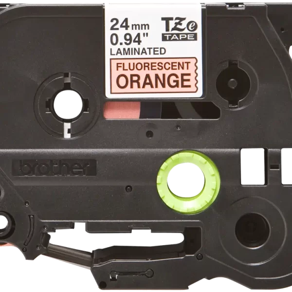 Brother TZeB51 Fita Laminada Fluorescente Original para Etiquetas - Texto preto sobre fundo branco - Largura 24mm x 5 metros