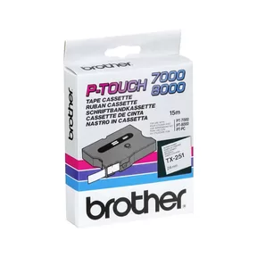 Fita de Etiqueta Laminada Original Brother TX251 - Texto Preto sobre Fundo Branco - Largura 24mm x 15 Metros