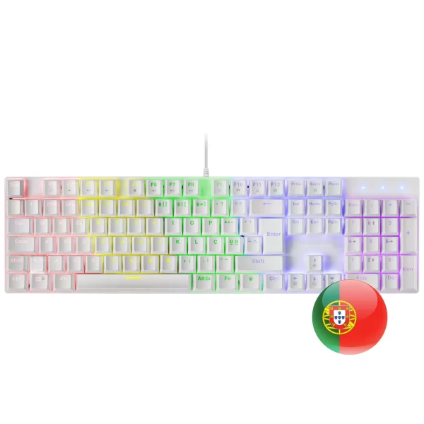 Teclado MARS GAMING MK422 MECHANICAL KEYBOARD, ANTI-DUST BLUE, FRGB, WHITE, PORTUGUESE