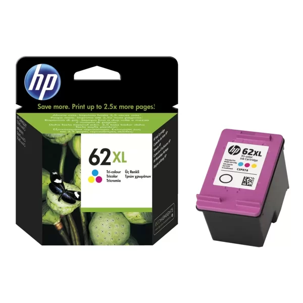 Cartucho colorido HP 62XL de tinta original - C2P07AE