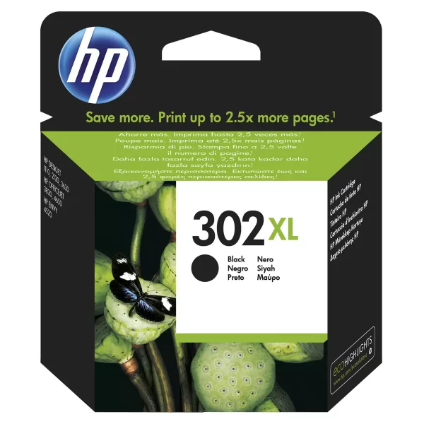HP 302XL Preto Cartucho de Tinta Original - F6U68AE