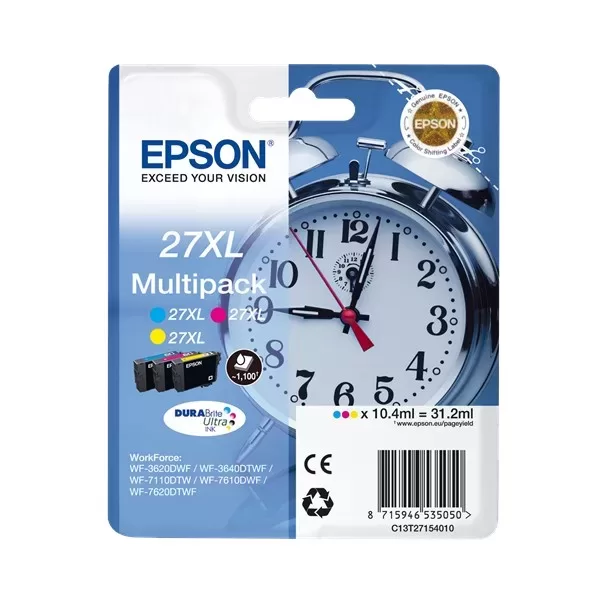 Pacote de 3 cartuchos de tinta originais Epson T2715 (27XL) - C13T27154012
