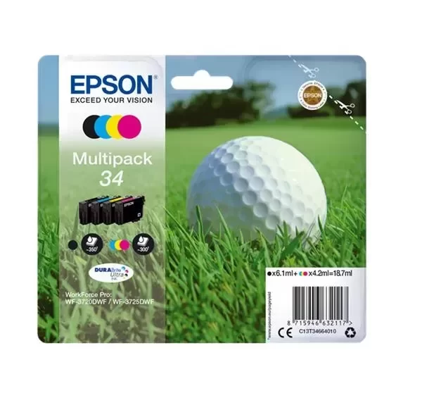 Pacote com 4 cartuchos de tinta originais Epson T3466 - C13T34664010
