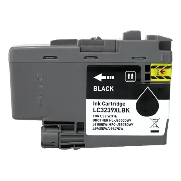 Cartucho de tinta de pigmento genérico preto Brother LC3239XL - substitui LC3239XLBK