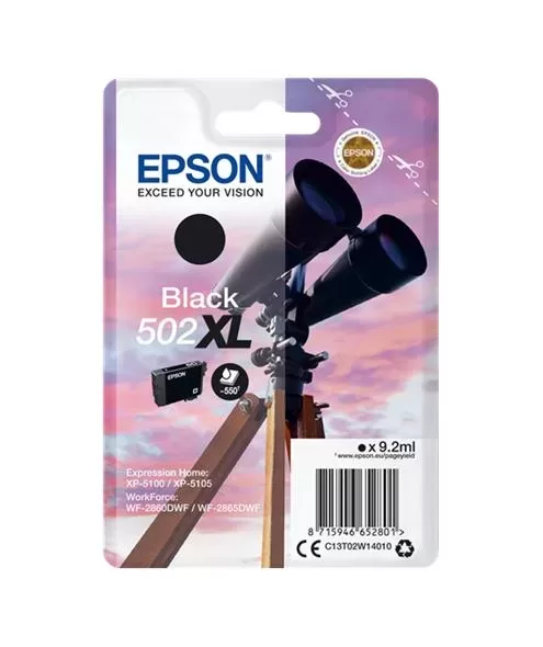 Cartucho de tinta preto original Epson 502XL - C13T02W14010