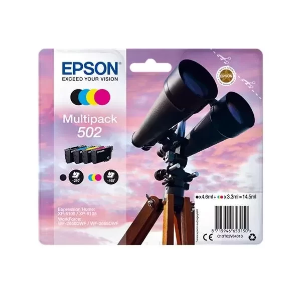 Pacote com 4 cartuchos de tinta originais Epson 502 - C13T02V64010