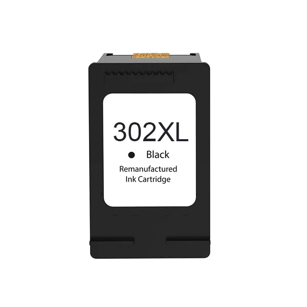 Cartucho de tinta preto remanufaturado HP 302XL - Mostra o nível de tinta - Substitui F6U68AE/F6U66AE