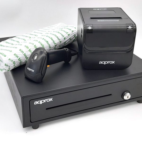 Pack POS APPROX 4180 - Impressora POS80AMUSE + Gaveta CASH01 + Scanner LS02AS + Rolo